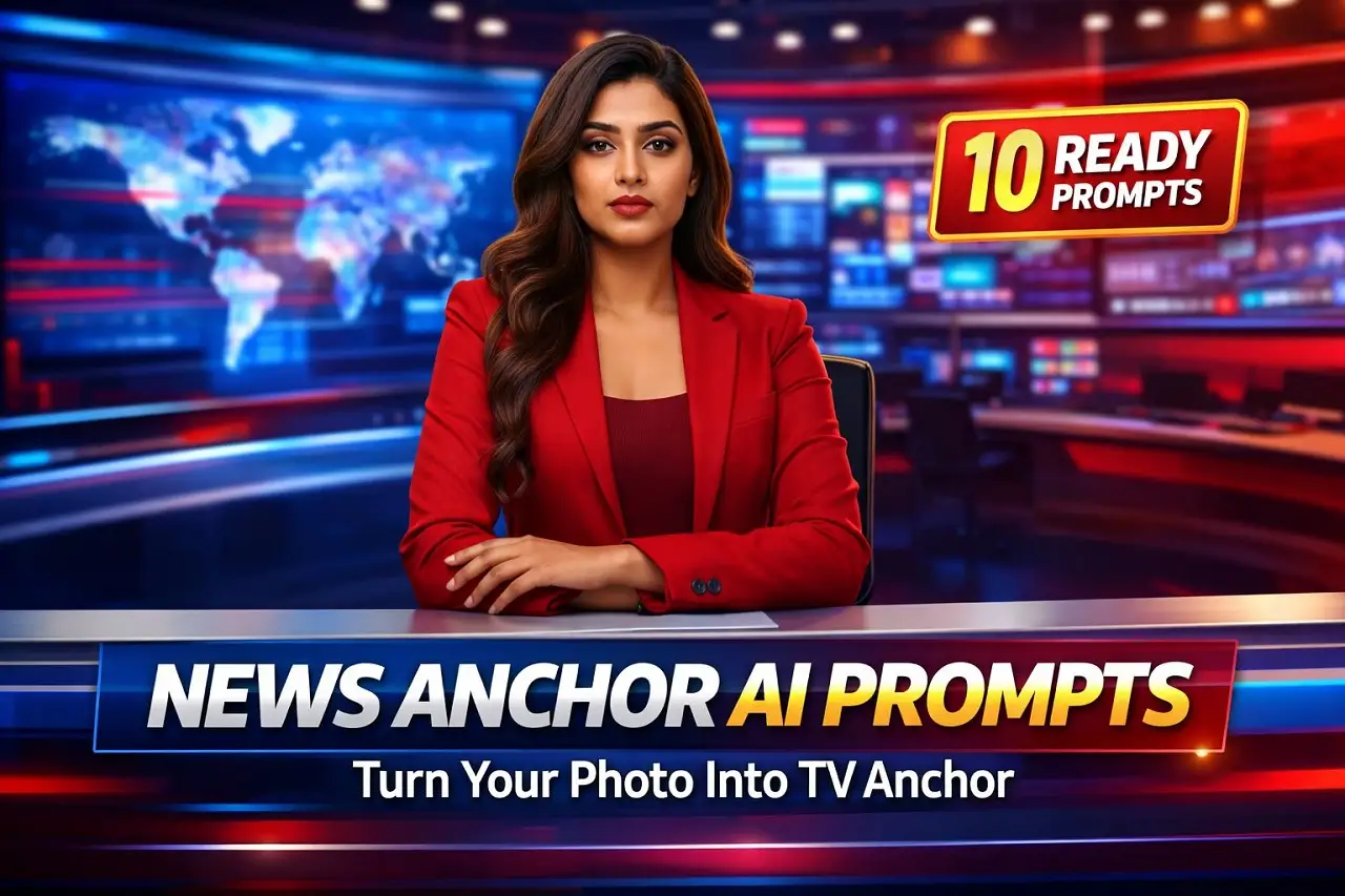 AI News Anchor Photo Editing – 10 Viral Female Anchor Prompts
